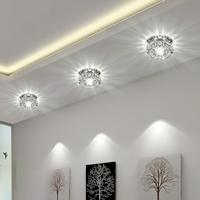 3/5w Modern Floweret Flush Ceiling Light Clear Crystal Living Room LED Flushmount Light in Warm/White/Multi-Color Light