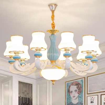 6/8/10 Heads Flared Chandelier Traditional White Frosted Glass Ceiling Suspension Lamp for Bedroom