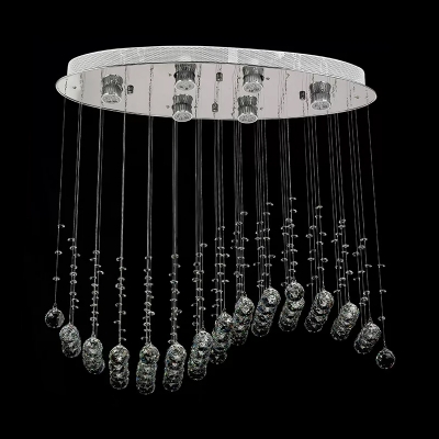 6 Bulbs Wave Shaped Ceiling Lighting Modernist Stainless Steel Crystal Small/Large Flush Mounted Lamp