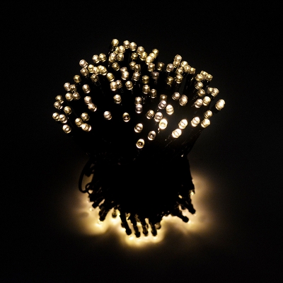 65.6ft Plastic Bead Solar Christmas Light Art Deco 200 Bulbs Black LED String Lighting in Warm/White/Multi-Color Light