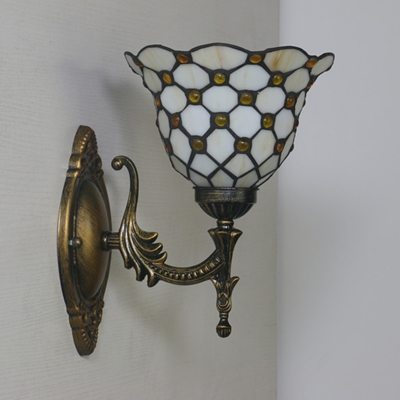 Black Single Wall Sconce Light Baroque Cut Glass Bowl/Flower/Flared Wall Mounted Lamp for Dining Room