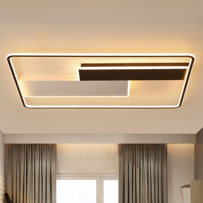 Black-White Square/Rectangle Flush Mount Creative Minimalist Acrylic LED Ceiling Light in Warm/White/3 Color Light