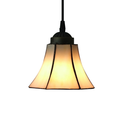 Bronze 1-Bulb Hanging Pendant Baroque Cut Glass Scalloped/Pyramid/House Shaped Suspended Lighting Fixture for Dining Room