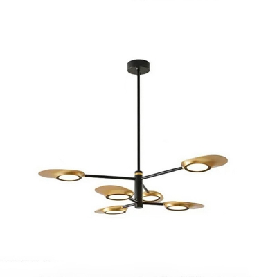 Burst Design Oval Chandelier Postmodern Metal 6/8-Head Black/White/Gold Hanging Lamp for Bedroom, Small/Large