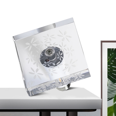 Clear Crystal Rhombus Flushmount Novelty Modern LED Ceiling Light with Inner Laser Engraving Flower