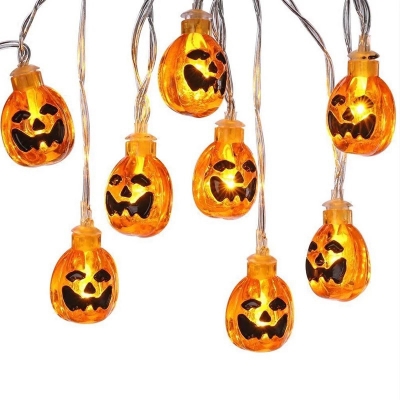 Clear Halloween Pumpkin Festive Lamp Artistic 10/20/40 Lights Plastic Battery LED Light String, 6.5/9.8/19.6ft