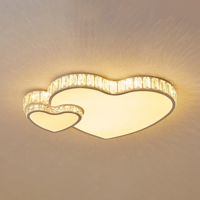 Flower/Moon/Heart Shaped Ceiling Lamp Minimalist Beveled Crystal Clear LED Flush-Mount Light Fixture for Bedroom
