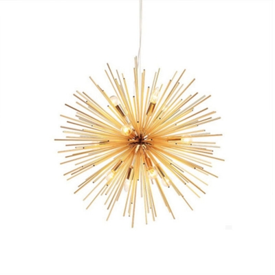 Gold Starburst Pendant Ceiling Lamp Novelty Modern 9 Lights Metal Chandelier Light Fixture