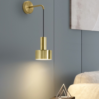 Grenade Bedside Reading Wall Light Metal 1 Bulb Postmodern Sconce in Black/Gold with Swivel/Hanging Cord