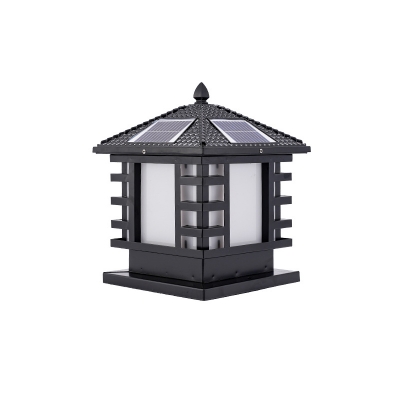 House Shaped Patio Landscape Light Traditional Metal 1-Light Black/Bronze Solar/Wiring Post Lamp, 10