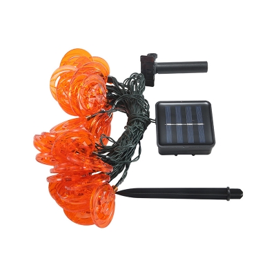 Kids Pumpkin Slice Halloween Lamp Plastic 20/30/60 Heads Outdoor Solar LED String Light in Black, 21.3/23/36ft