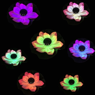 Lotus Garden Pond Night Lamp Plastic Decorative Solar LED Table Light in Purple/Pink/Red, 1 Piece