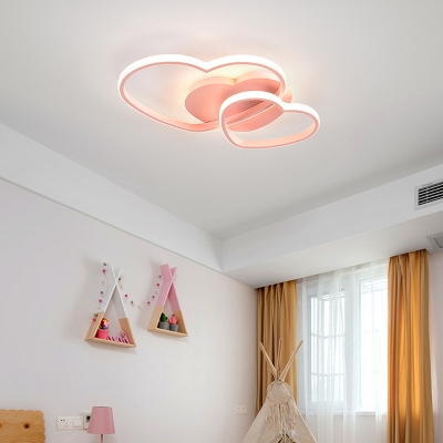 Loving Heart Bedroom Ceiling Fixture Acrylic Modern Small/Large LED Flush Mount Light in Pink/Black/White
