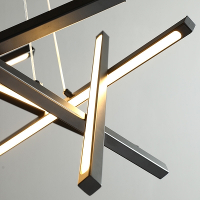Modern 8-Head Pendant Lighting Black/Gold Criss Cross Chandelier with Acrylic Shade, 25.5