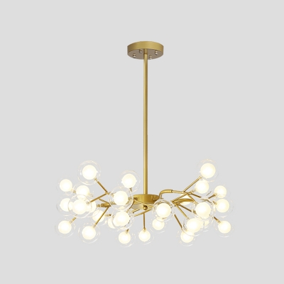 Nordic Leafy/Bubbling Chandelier Lighting Acrylic 30/45/54-Bulb Living Room Ceiling Suspension Lamp in Black/Gold