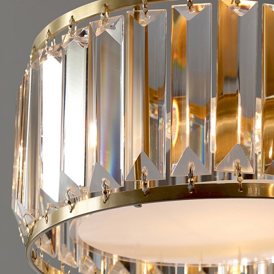 Postmodern Floral Ceiling Flush Light Crystal Prism 5/7-Light Bedroom Semi Flush Mount in Gold, 28.4