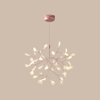 Rose Gold Firefly Suspension Lamp Contemporary 45/63/81-Head Acrylic Chandelier Pendant over Table