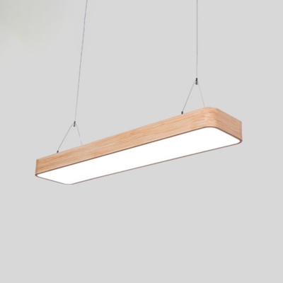 Small/Medium/Large Rectangle Drop Pendant Nordic Aluminum Wood LED Suspension Light, Flushmount/Hanging Cord
