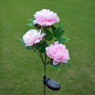 Solar Peony Blossom LED Stake Lamp Contemporary Plastic Garden Ground Light in White/Pink/Red, 1-Piece