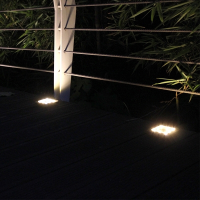 Square Solar Powered Stake Light Simplicity Metal Garden LED Underground Lamp in Black, Warm/White Light