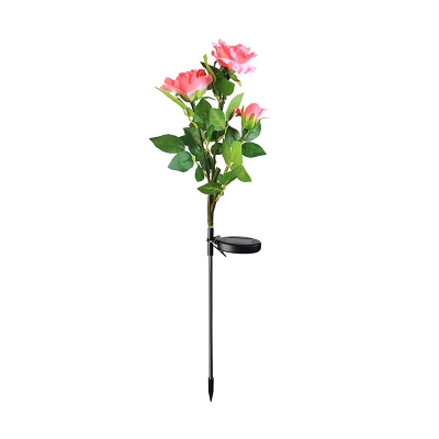 White/Red/Pink Rose Solar Stake Light Countryside Plastic LED Ground Lighting for Patio, 1 Pc