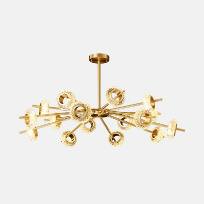 8/12/16-Light Suspension Pendant Postmodernist Circular Crystal Hanging Chandelier in Brass