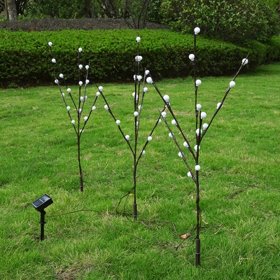 Art Deco Flower/Ball Tree Stake Light Plastic Patio LED Lawn Lighting in Black, Warm/White/Multi-Color Light