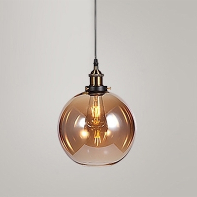 Bell/Globe/Dome Bistro Pendulum Light Industrial Clear/Tan Glass 1 Head Black Ceiling Pendant Lamp