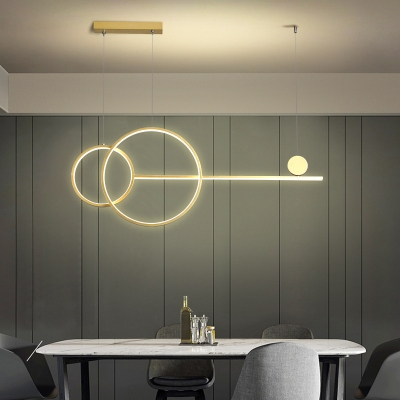 Bubble Ring Art Drop Pendant Minimalist Metal Black/White/Gold LED Island Light in White/3 Color Light/Remote Control Stepless Dimming