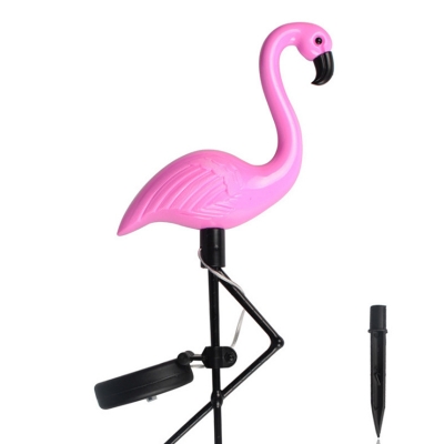 Cartoon Flamingo Solar Stake Lamp Plastic 1/3-Head Courtyard LED Landscape Light in Pink