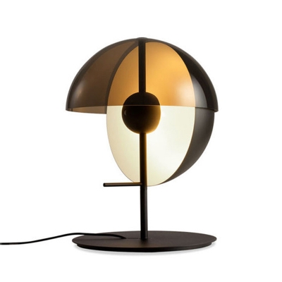 Designer Quarter-Sphere Table Lamp Grey Glass Single Bedroom Night Light in Black/White