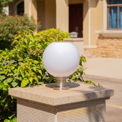 Globe LED Solar Post Light Simplicity Silver-White Acrylic Landscape Lighting, 8
