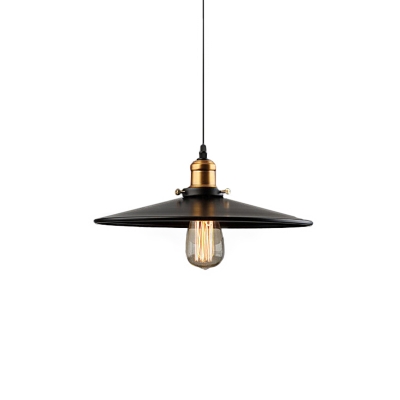 Iron Black Pendant Light Kit Cone/Saucer Shade Single Loft Style Small/Medium/Large Ceiling Suspension Lamp