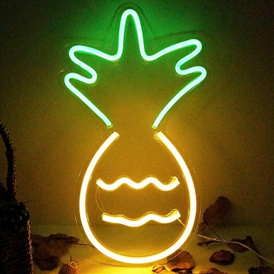 Kids Pineapple USB Powered Night Light Plastic Bedroom LED Wall Hanging Lamp in White