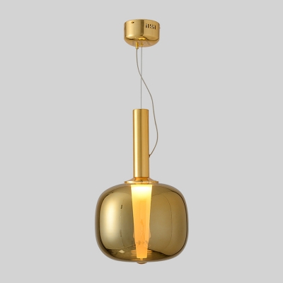 Slim Neck Bottle Pendant Lighting Post-Modern Chrome/Gold/Rose Gold Glass 1-Head Dining Table Suspension Light