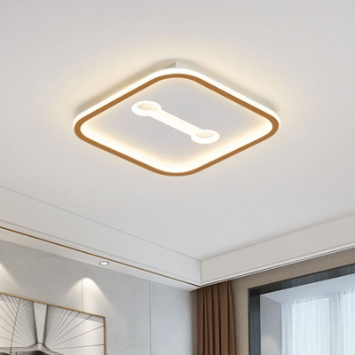 Ultrathin Square/Rectangle Flush Lamp Simplicity Acrylic Black/Gold and White LED Ceiling Mount Light in Warm/White/3 Color Light