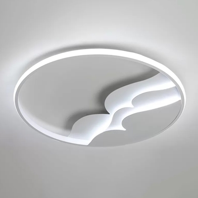 White Landscape Design Flush Mount Contemporary Acrylic LED Circle Ceiling Light for Bedroom, 21