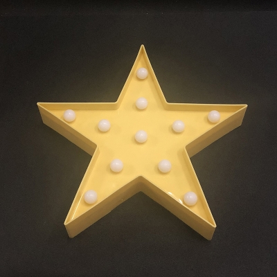 Yellow Star Wall Night Light Cartoon Plastic Battery Powered LED Night Lamp for Nursery