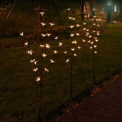 1 Pc White Cherry Flower Stake Lighting Minimalist Plastic Solar LED Path Light in White/Warm/Multicolored Light