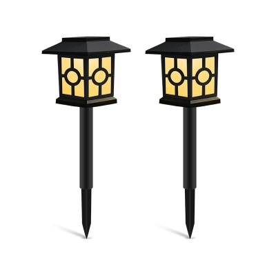 5 Pieces Black Rectangle Solar Ground Lantern Retro Plastic LED Stake Light with Grille