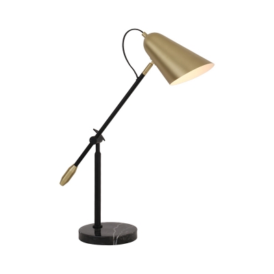 Bevel Cut Shade Living Room Night Lamp Metal 1-Light Postmodern Table Light with Balance Arm in Gold