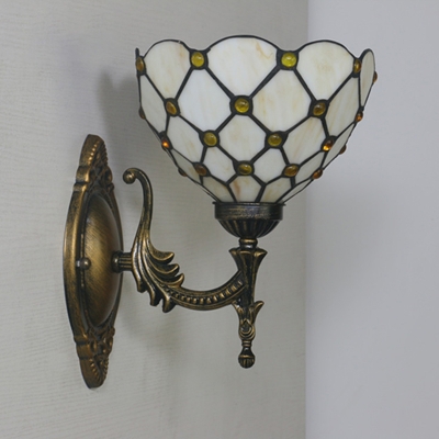 Black Single Wall Sconce Light Baroque Cut Glass Bowl/Flower/Flared Wall Mounted Lamp for Dining Room