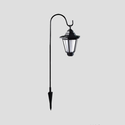 Conical Lantern Solar Stake Lighting Vintage Metal Black LED Ground Light in White/Yellow Light, 1 Piece