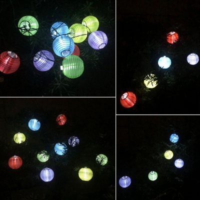 Decorative Lantern Ball String Lighting Plastic 10-Light Garden Solar Christmas Lamp in Black, 13.1ft
