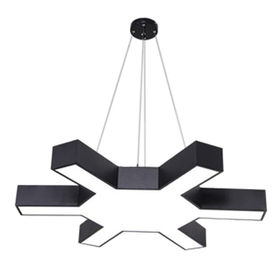 Gear/Branch Shaped Gym Ceiling Pendant Acrylic Nordic LED Hanging Light Fixture in Black