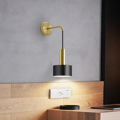 Grenade Bedside Reading Wall Light Metal 1 Bulb Postmodern Sconce in Black/Gold with Swivel/Hanging Cord