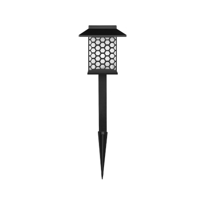 Grid/Honeycomb/Geometric Solar Path Lantern Retro Metal Black LED Stake Lighting in Warm/White/Multicolor Light, 1 Pc