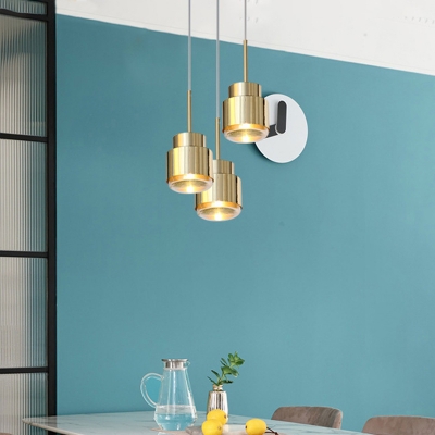 Mid-Century 1-Light Pendant Lamp Brass Grenade Hanging Ceiling Light with Metal Shade