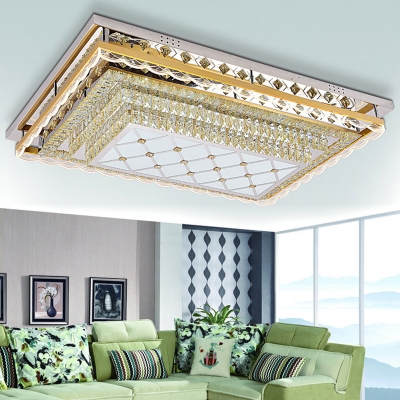 Rectangular Tier Flush Ceiling Light Modern Style Crystal Clear LED Flush Mounted Lamp for Living Room