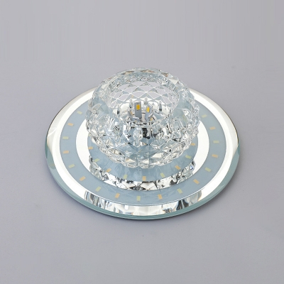 Round/Square Aisle Ceiling Flush Light Beveled Crystal Simple LED Flush Mount Lamp in Chrome, Warm/White Light